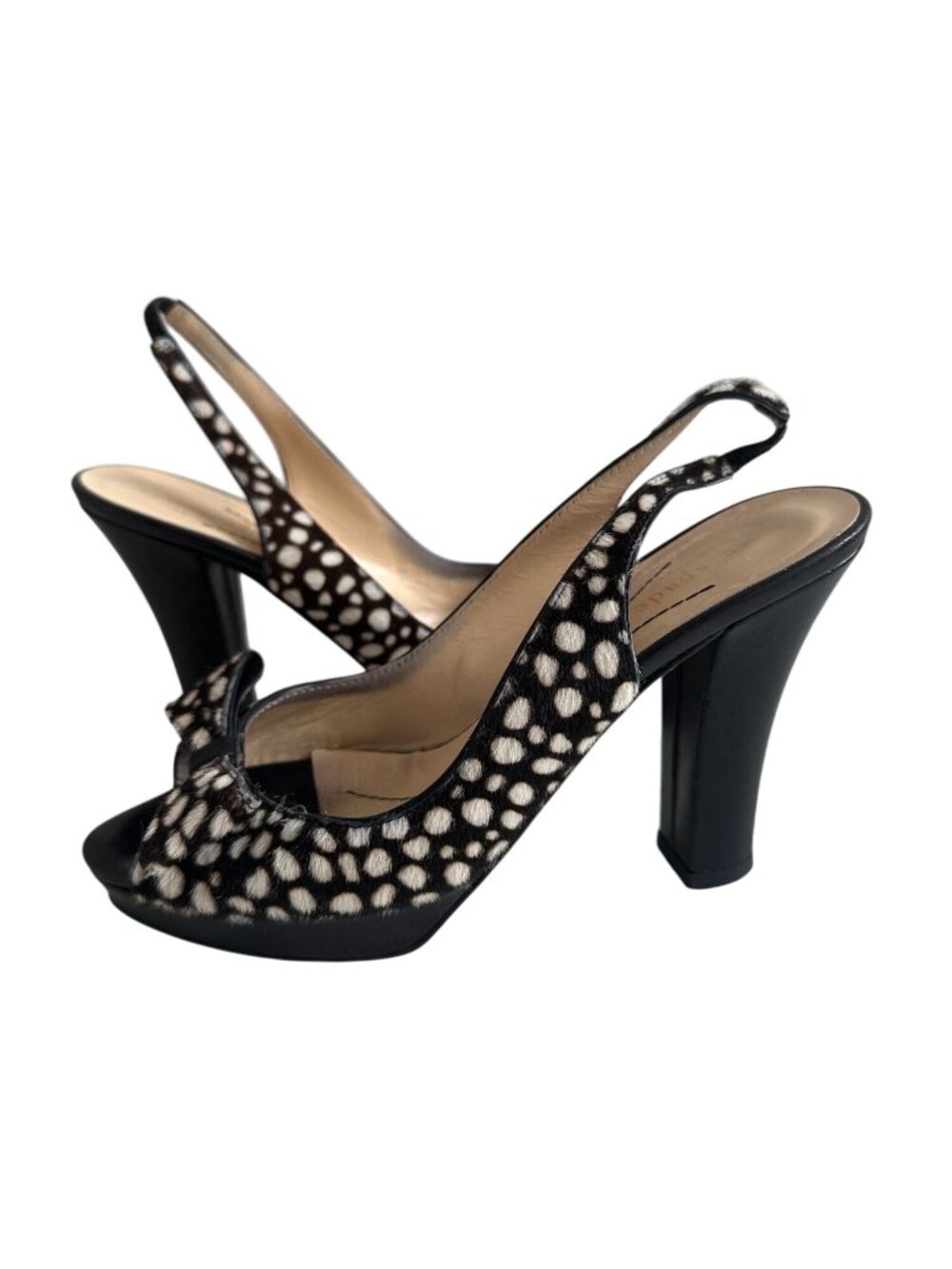 KATE SPADE Vintage Y2K Brown Cream Calf Hair Slingbacks Heels Size 6 - Picture 2 of 8